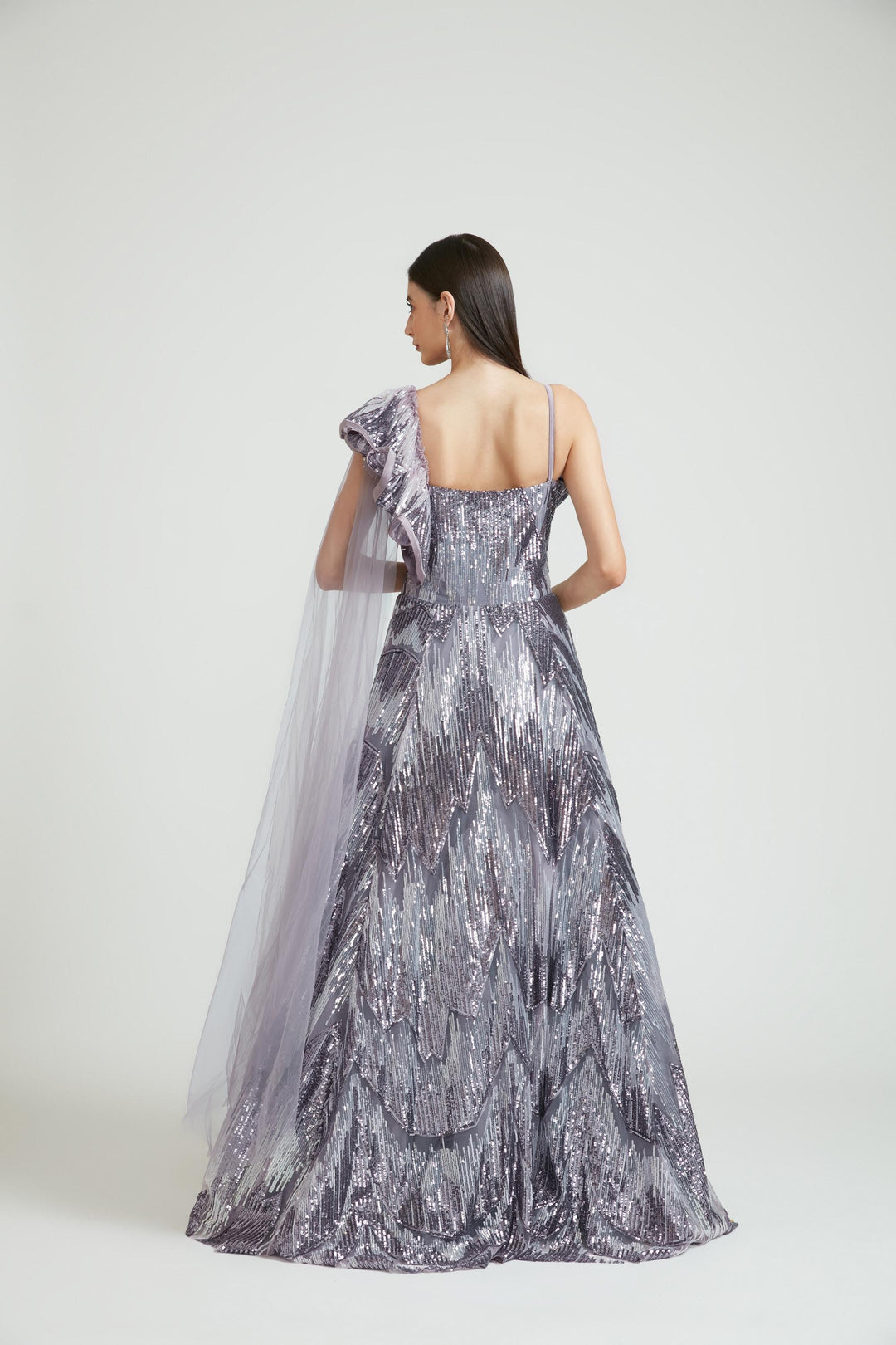 Neerus Purple net embroidered gown - detail view 1