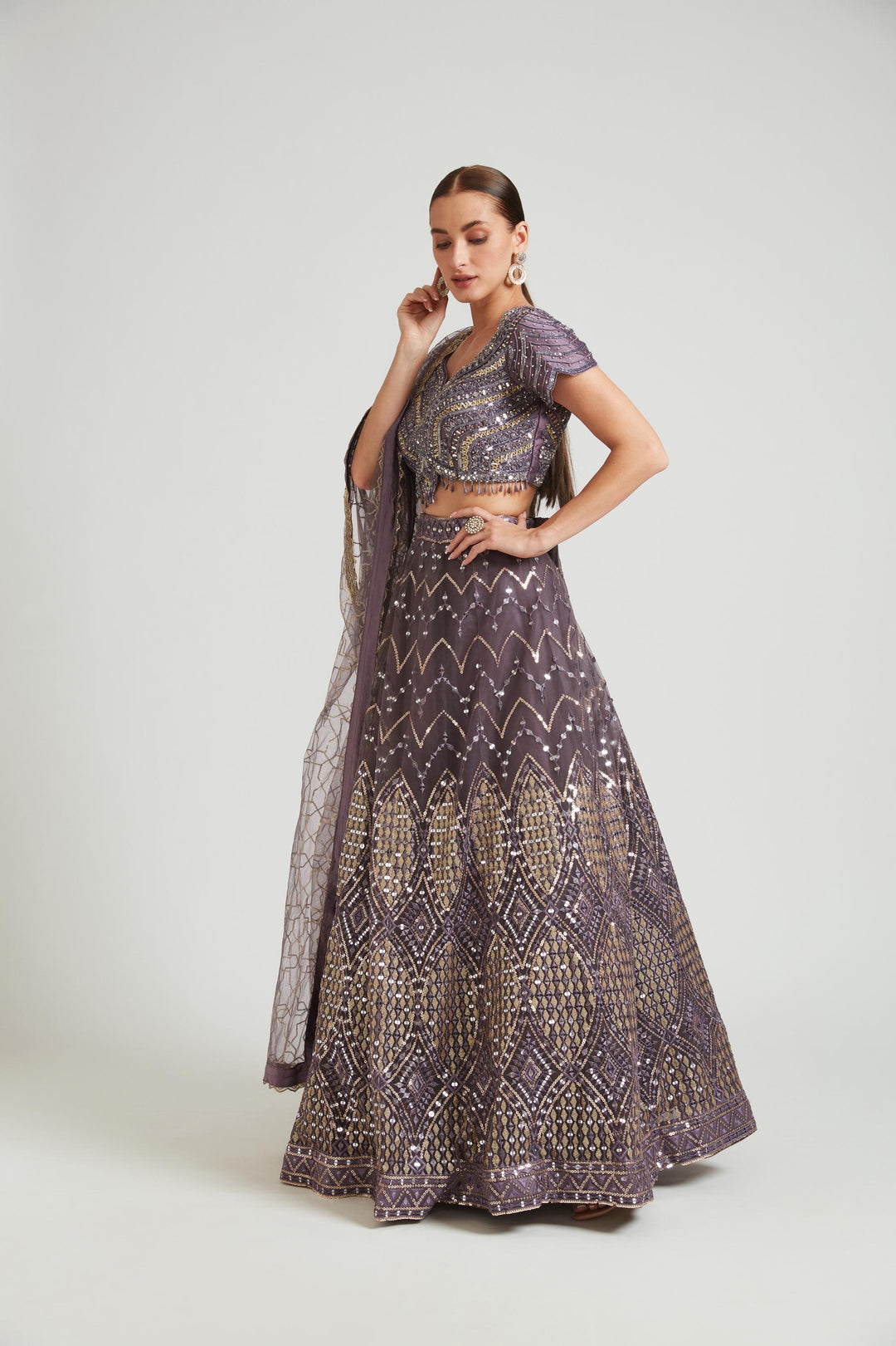 Neerus Lilac Color Nett Fabric Lehenga Choli