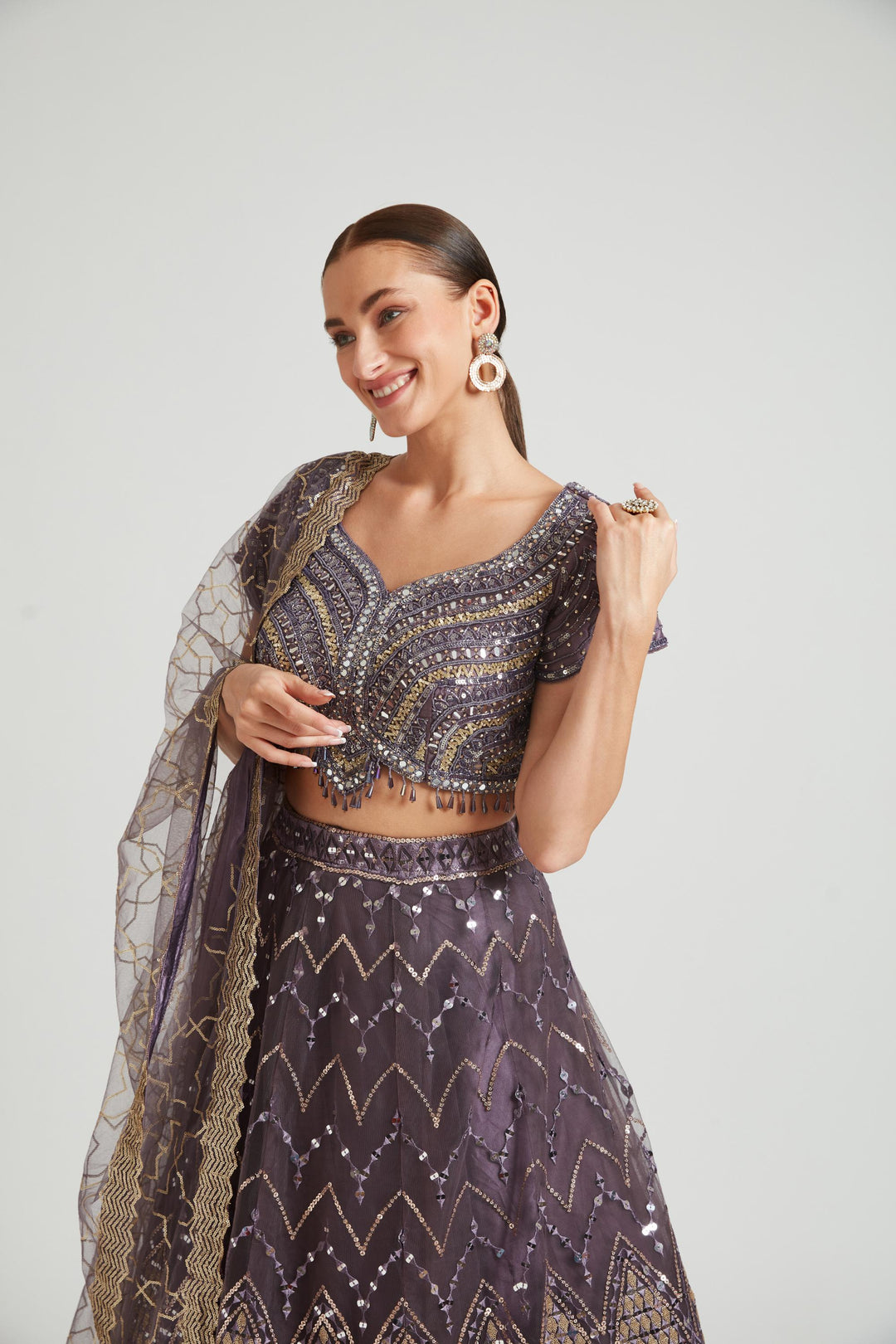 Neerus Lilac Color Nett Fabric Lehenga Choli
