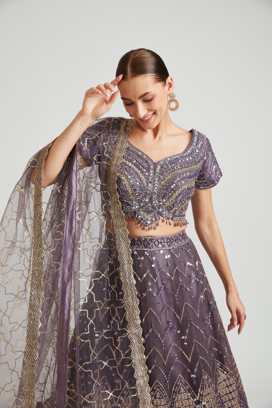 Neerus Lilac Color Nett Fabric Lehenga Choli