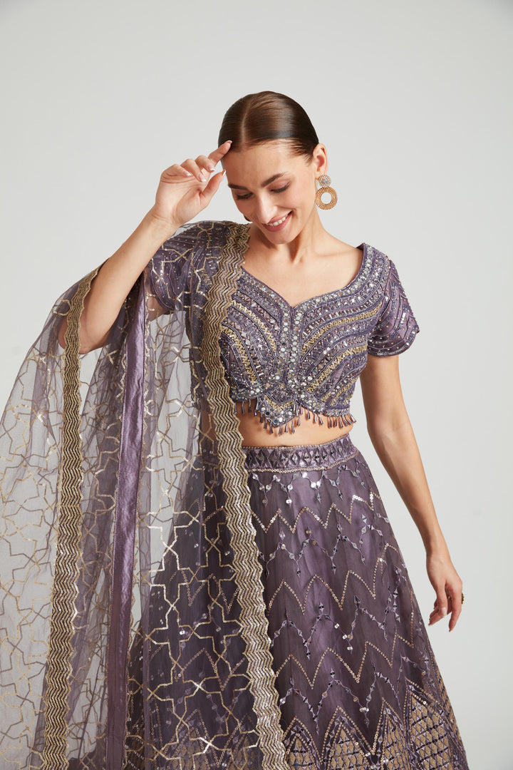 Neerus Lilac Color Nett Fabric Lehenga Choli