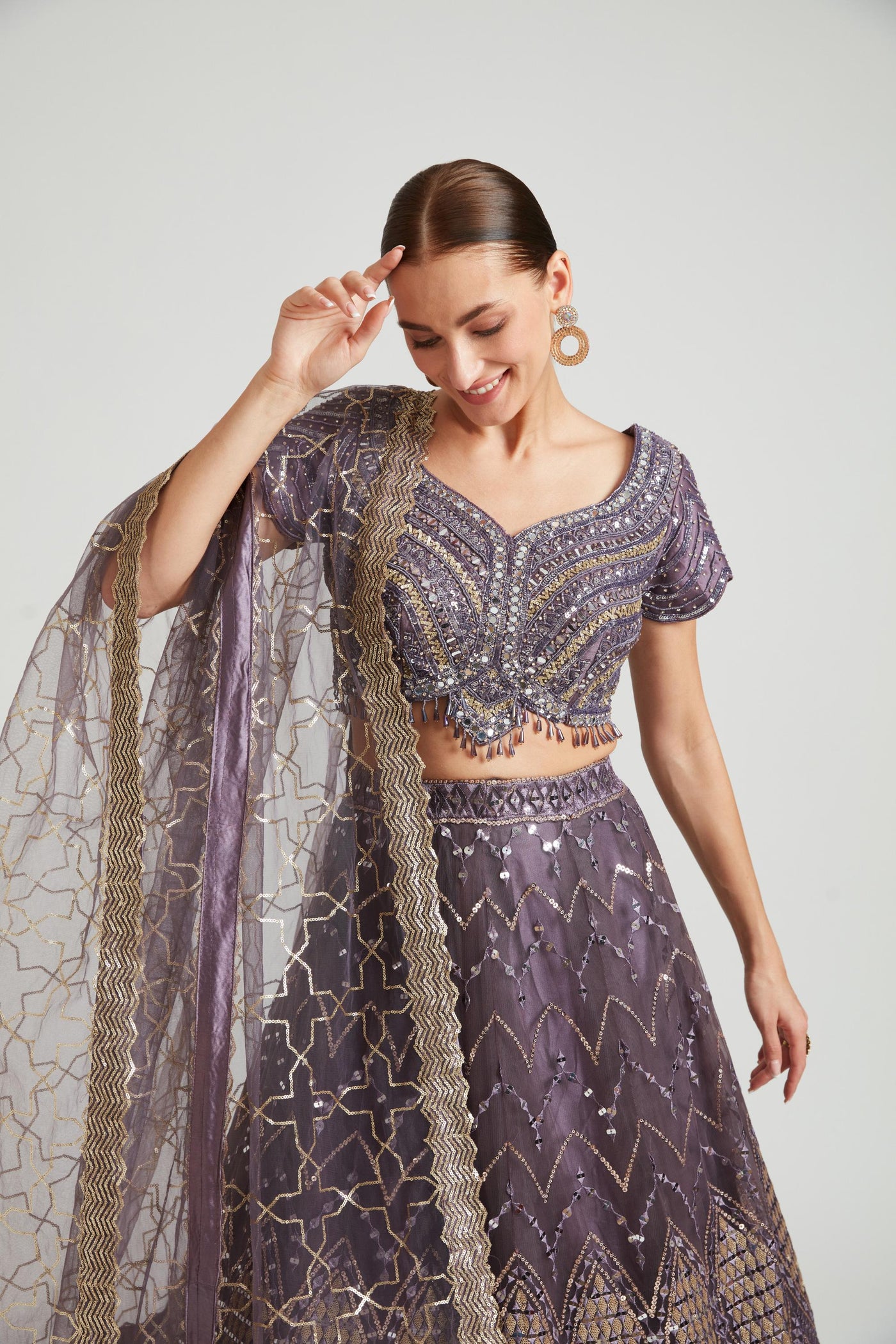 Neeru'S Lilac Color Nett Fabric Lehenga Choli