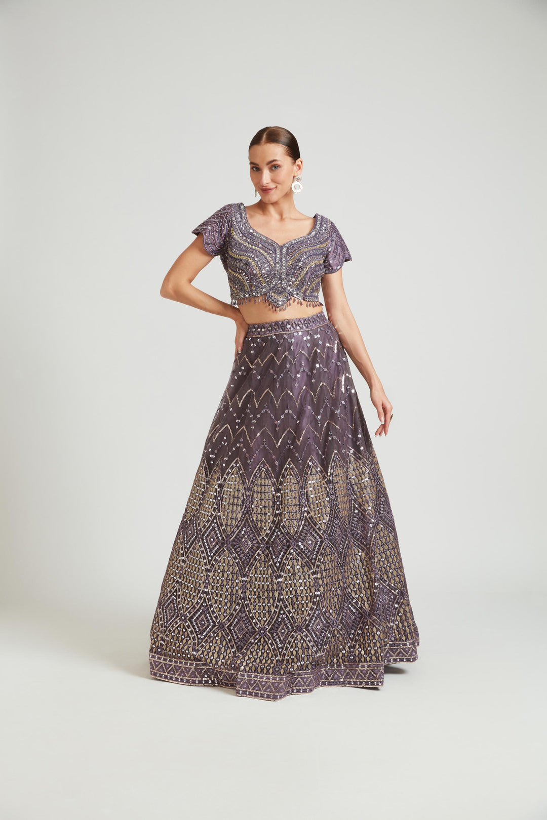 Neerus Lilac Color Nett Fabric Lehenga Choli