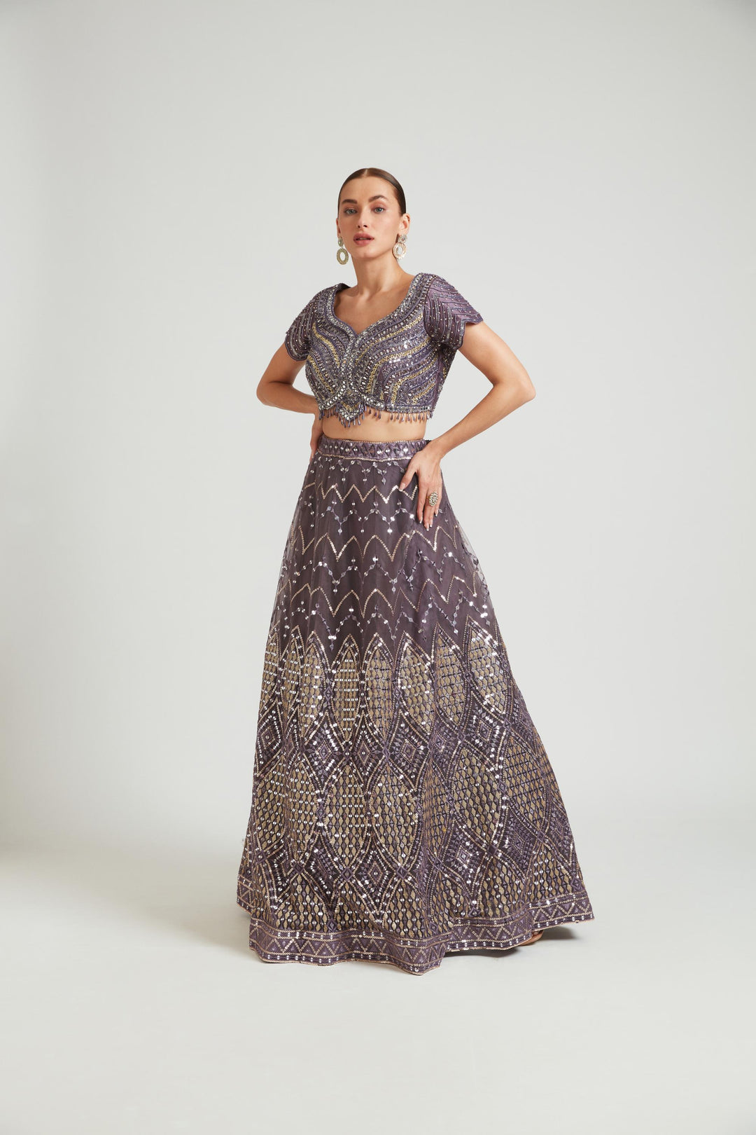 Neerus Lilac Color Nett Fabric Lehenga Choli