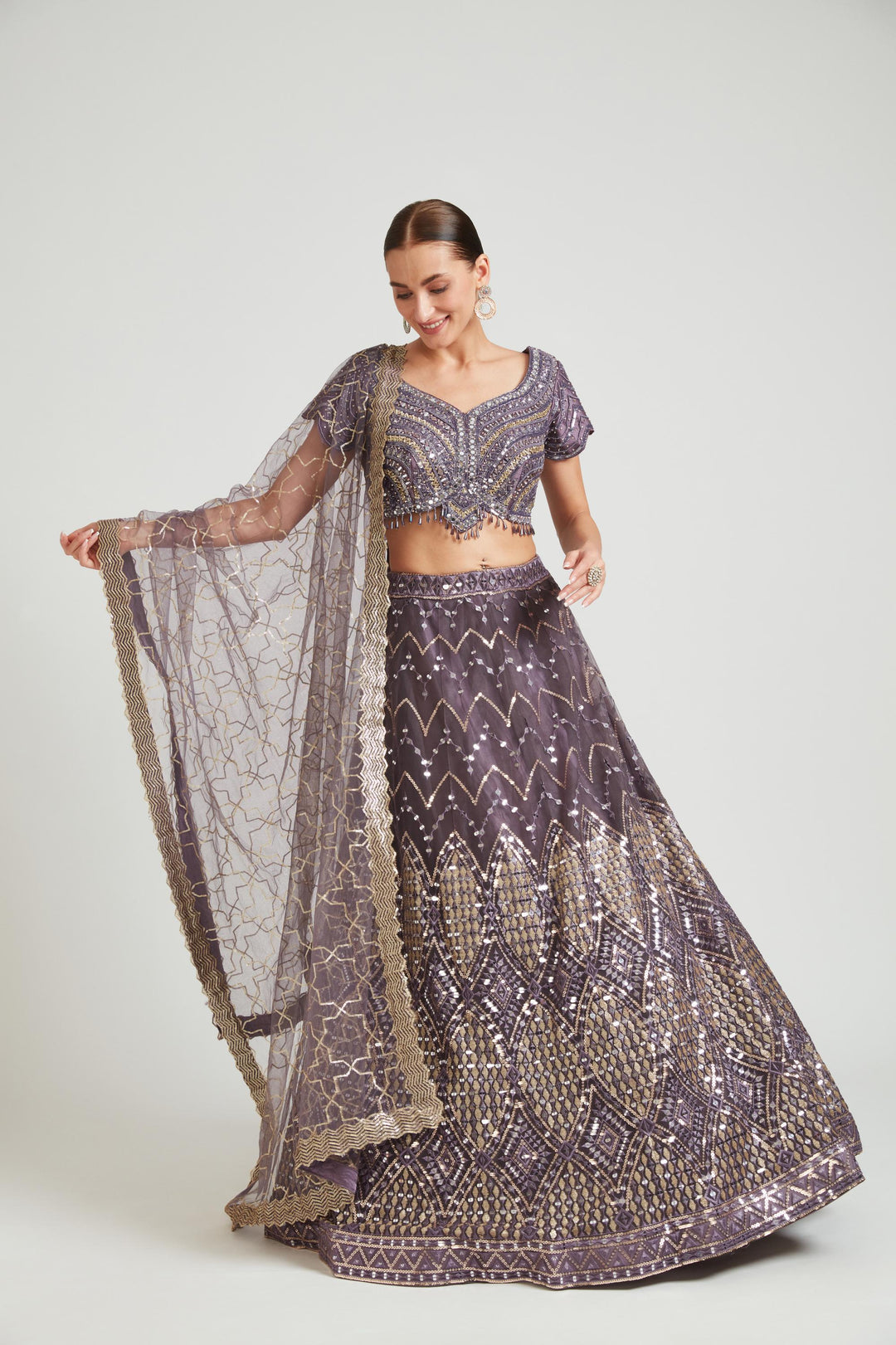Neerus Lilac Color Nett Fabric Lehenga Choli