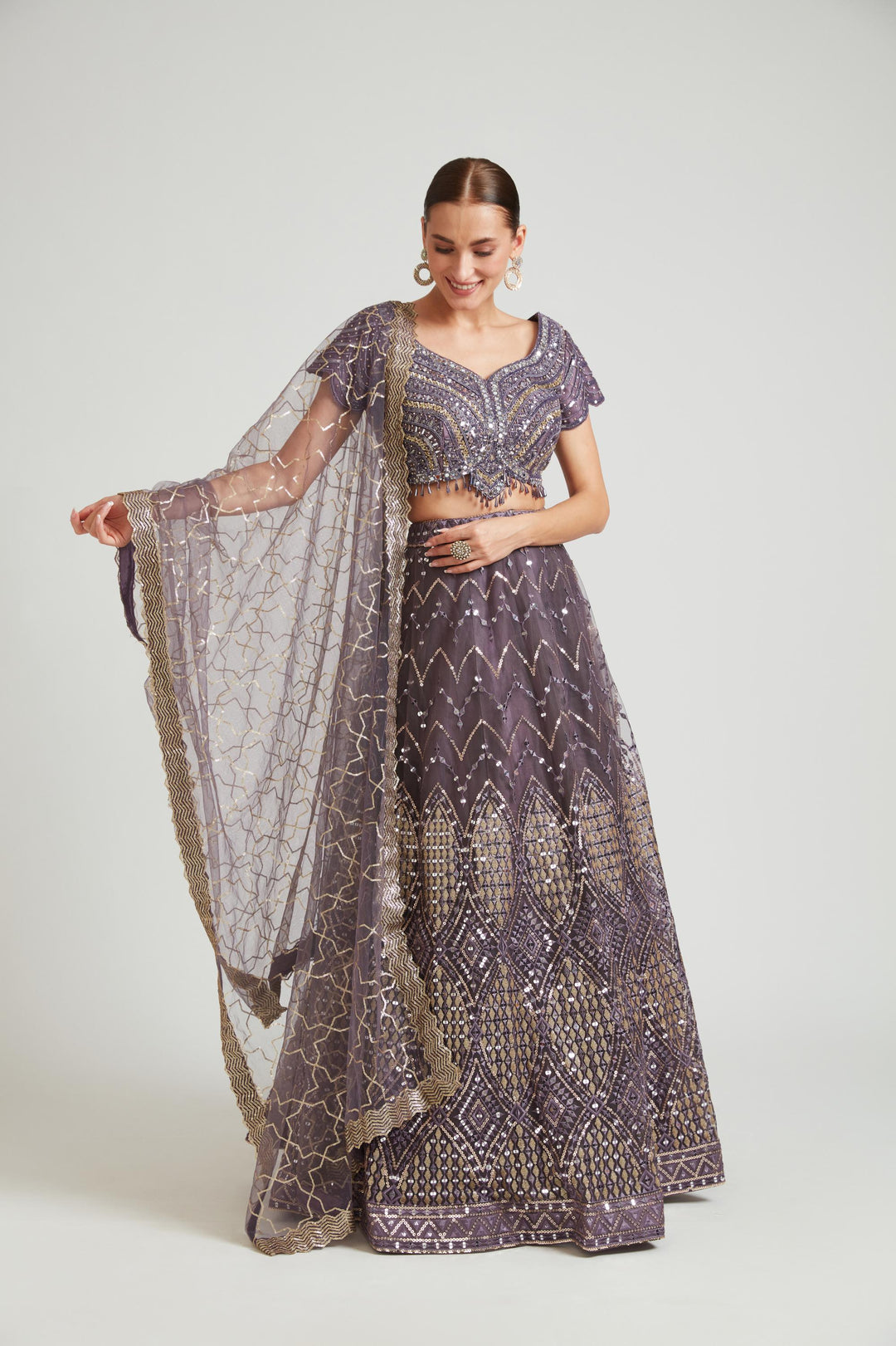 Neerus Lilac Color Nett Fabric Lehenga Choli