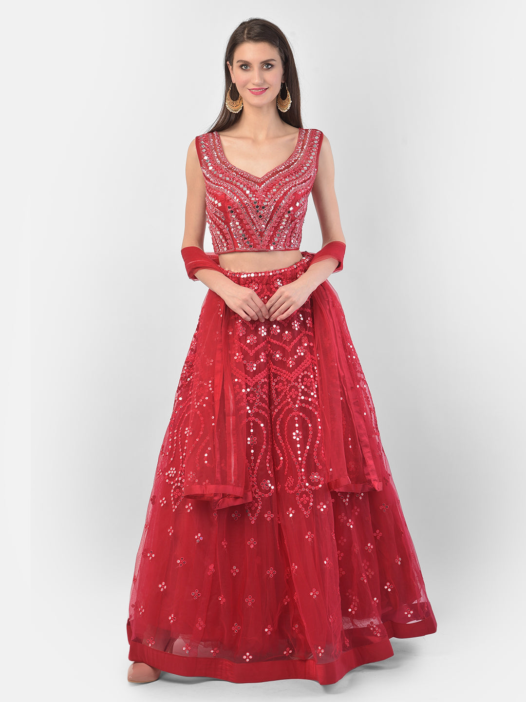 Neerus Rani Color Nett Fabric Ghagra Set