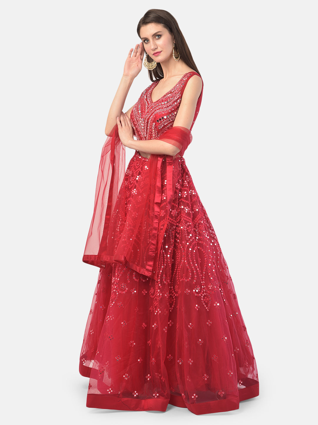 Neerus Rani Color Nett Fabric Ghagra Set