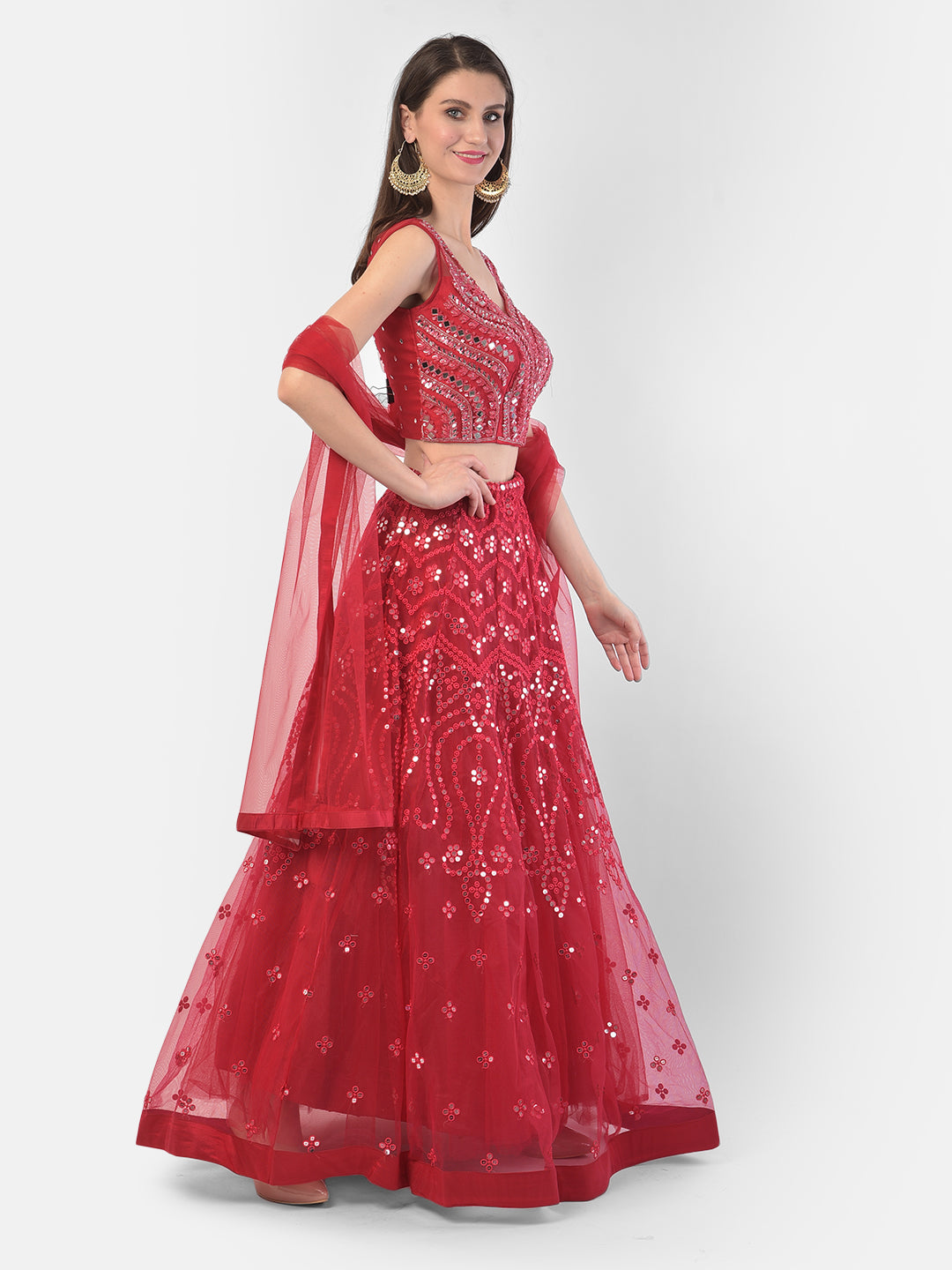 Neerus Rani Color Nett Fabric Ghagra Set