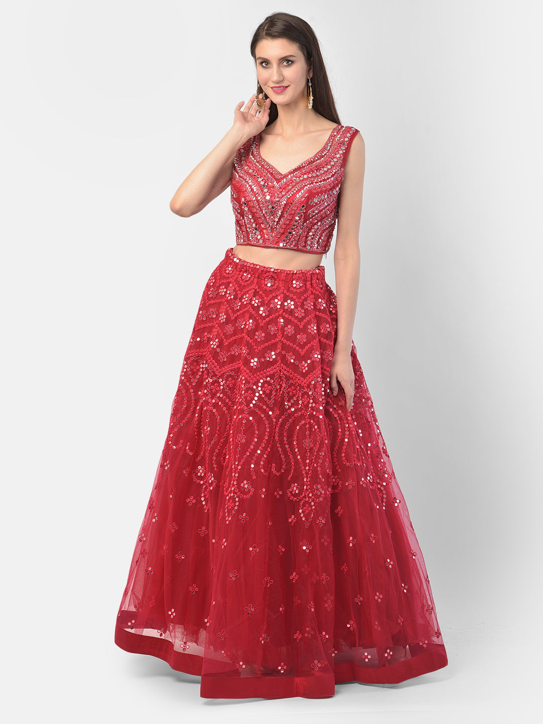 Neerus Rani Color Nett Fabric Ghagra Set