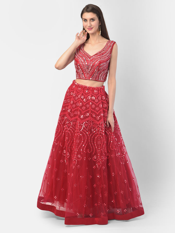 Neerus Rani Color Nett Fabric Ghagra Set
