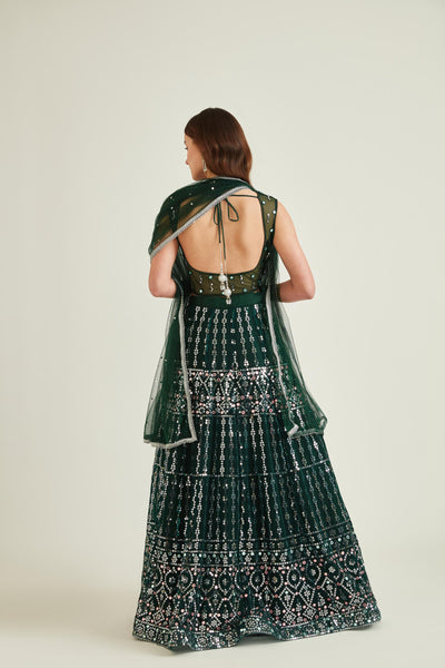 Neeru'S B GREEN Colour NETT Fabric GHAGRA SET