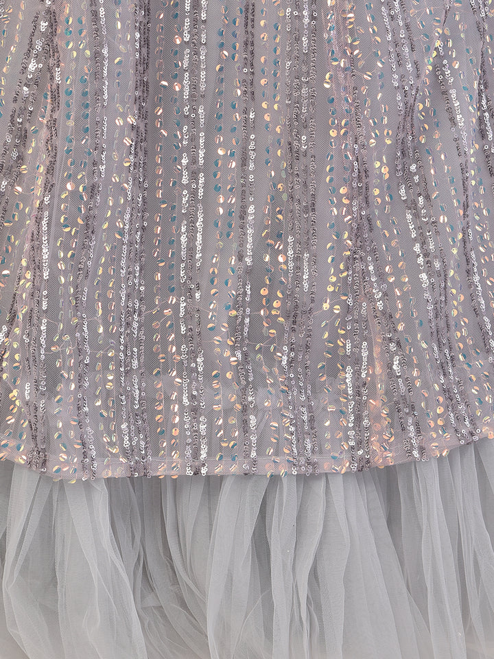 Neerus Grey net embellished lehenga set - detail view 3