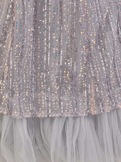 Neeru'S Grey Color, Nett Fabric Ghagra Set