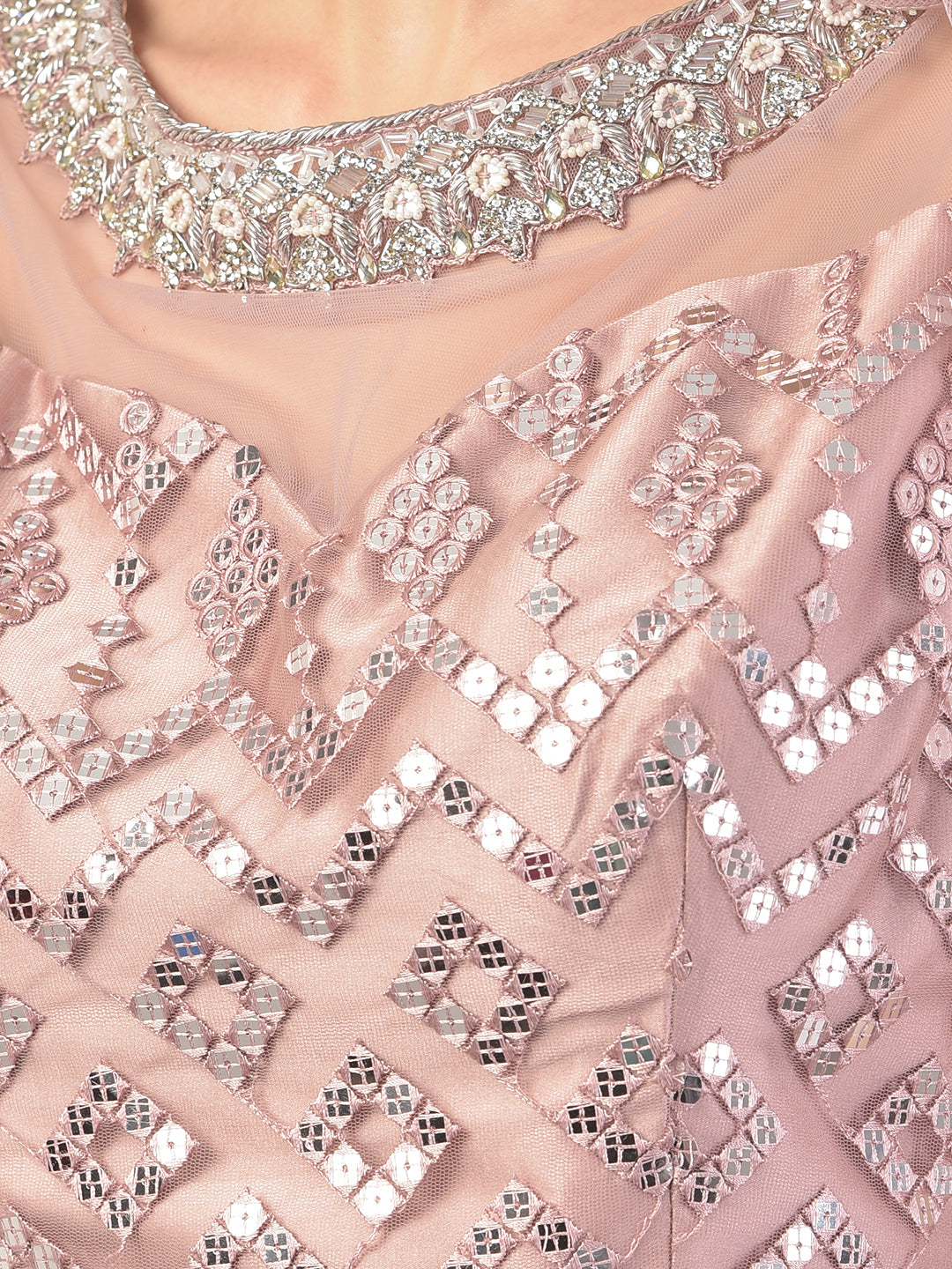 Neerus Onion Color Nett Fabric Ghagra Set