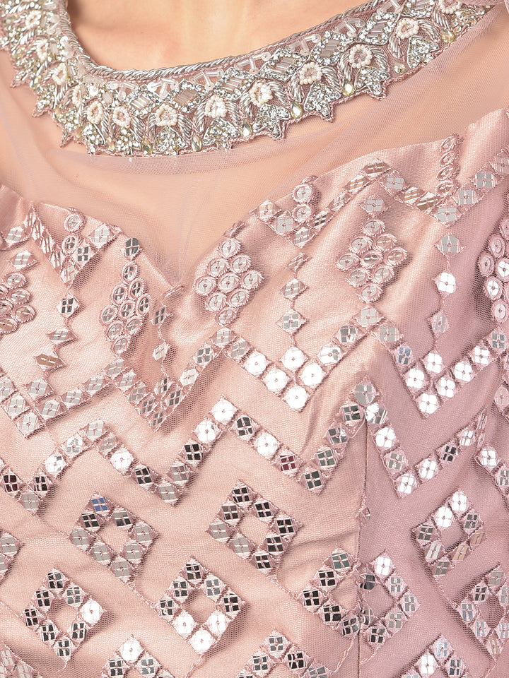 Neerus Onion Color Nett Fabric Ghagra Set