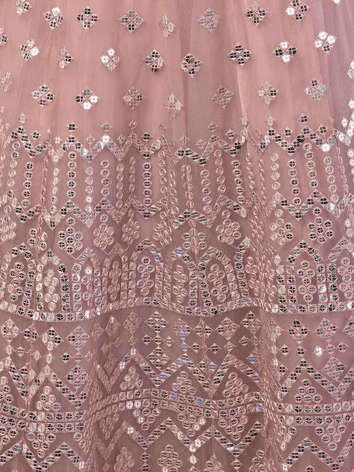 Neerus Onion Color Nett Fabric Ghagra Set