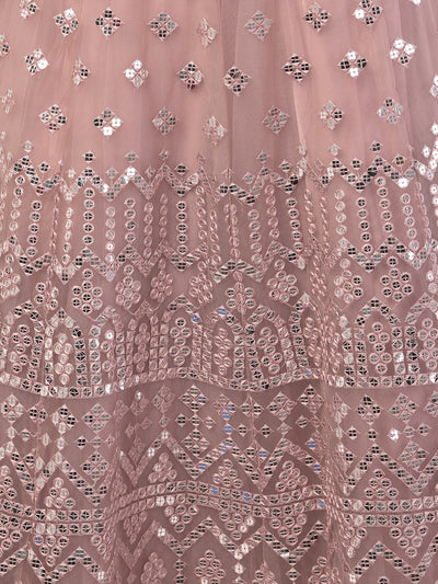 Neeru'S Onion Color, Nett Fabric Ghagra Set