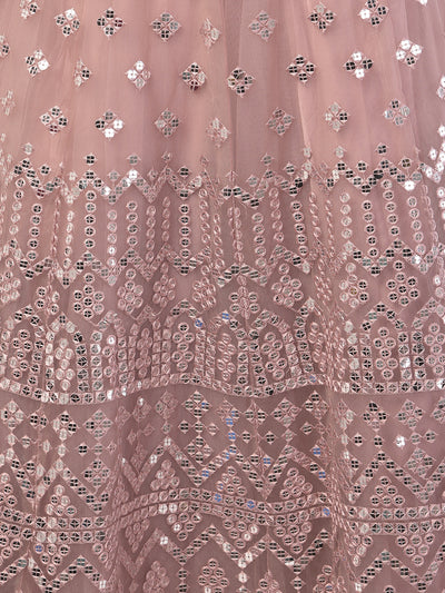 Neeru'S Onion Color Nett Fabric Ghagra Set