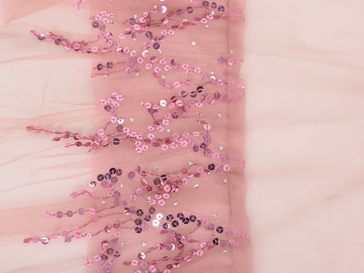 Neerus Pink net embellished lehenga set - detail view 1