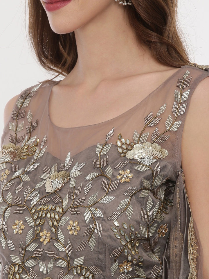 Neerus L Brown Color Nett Fabric Ghagra Set