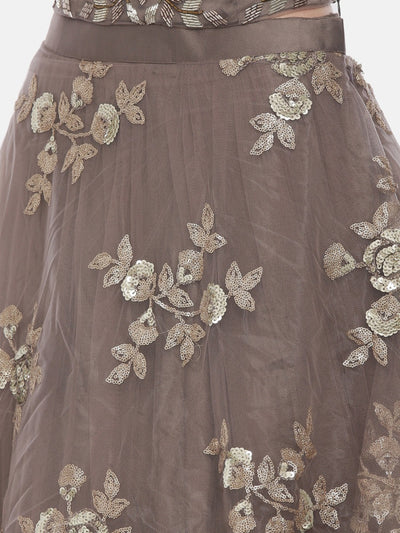 Neeru'S L Brown Color Nett Fabric Ghagra Set