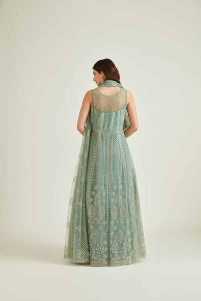 Neeru'S SKY BLUE Colour NETT Fabric GOWN
