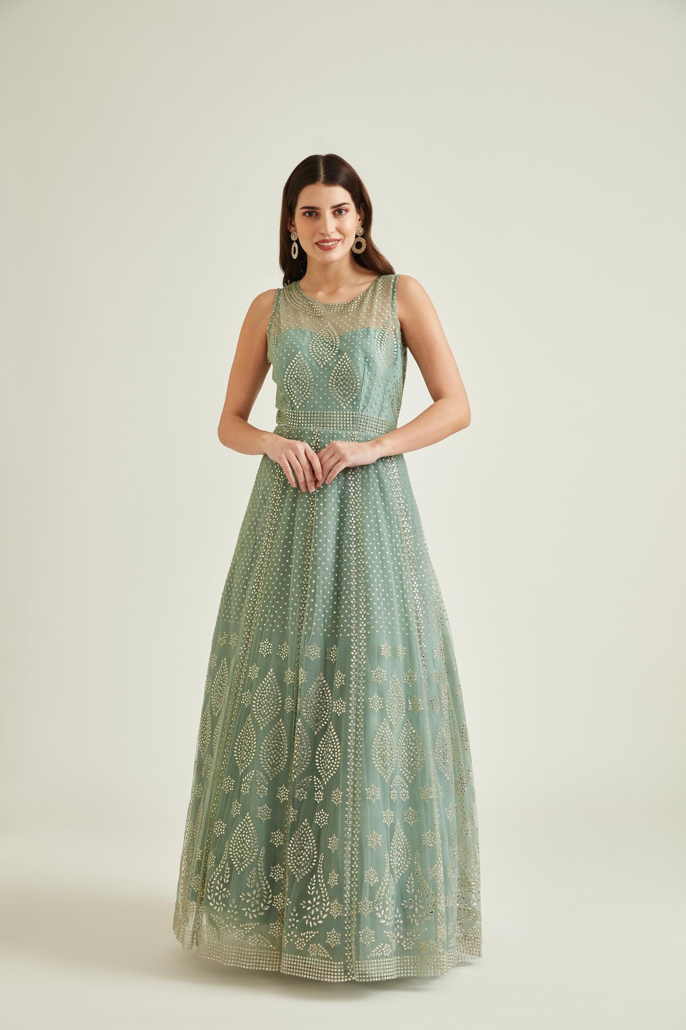 Neeru'S SKY BLUE Colour NETT Fabric GOWN