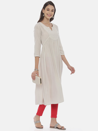 Neeru'S Cream Color, Rayon Fabric Tunic