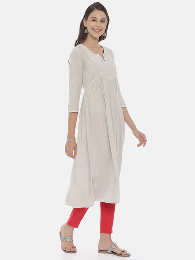 Neeru'S Cream Color, Rayon Fabric Tunic