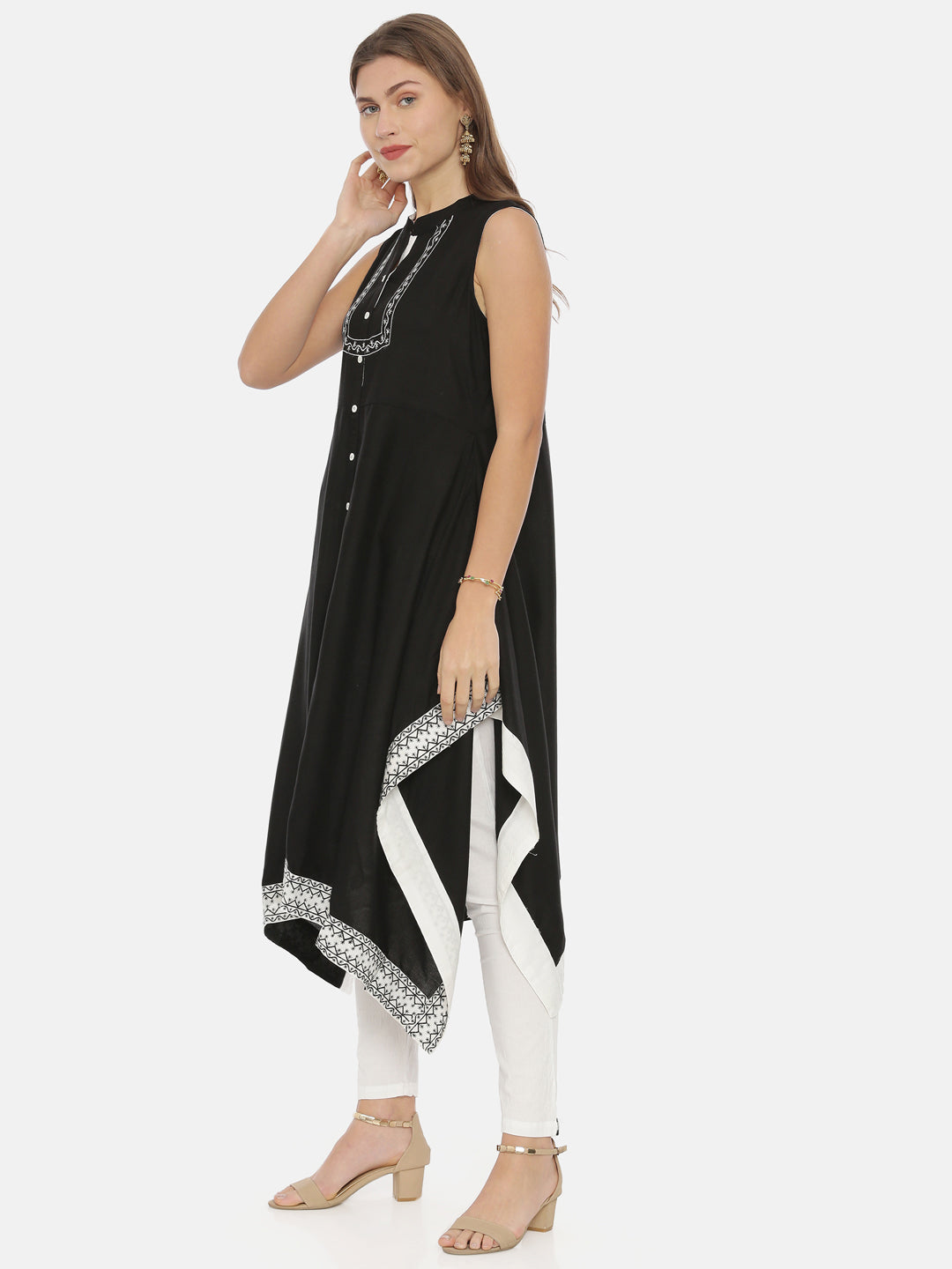 Neeru's Black Color Rayon Fabric Tunic