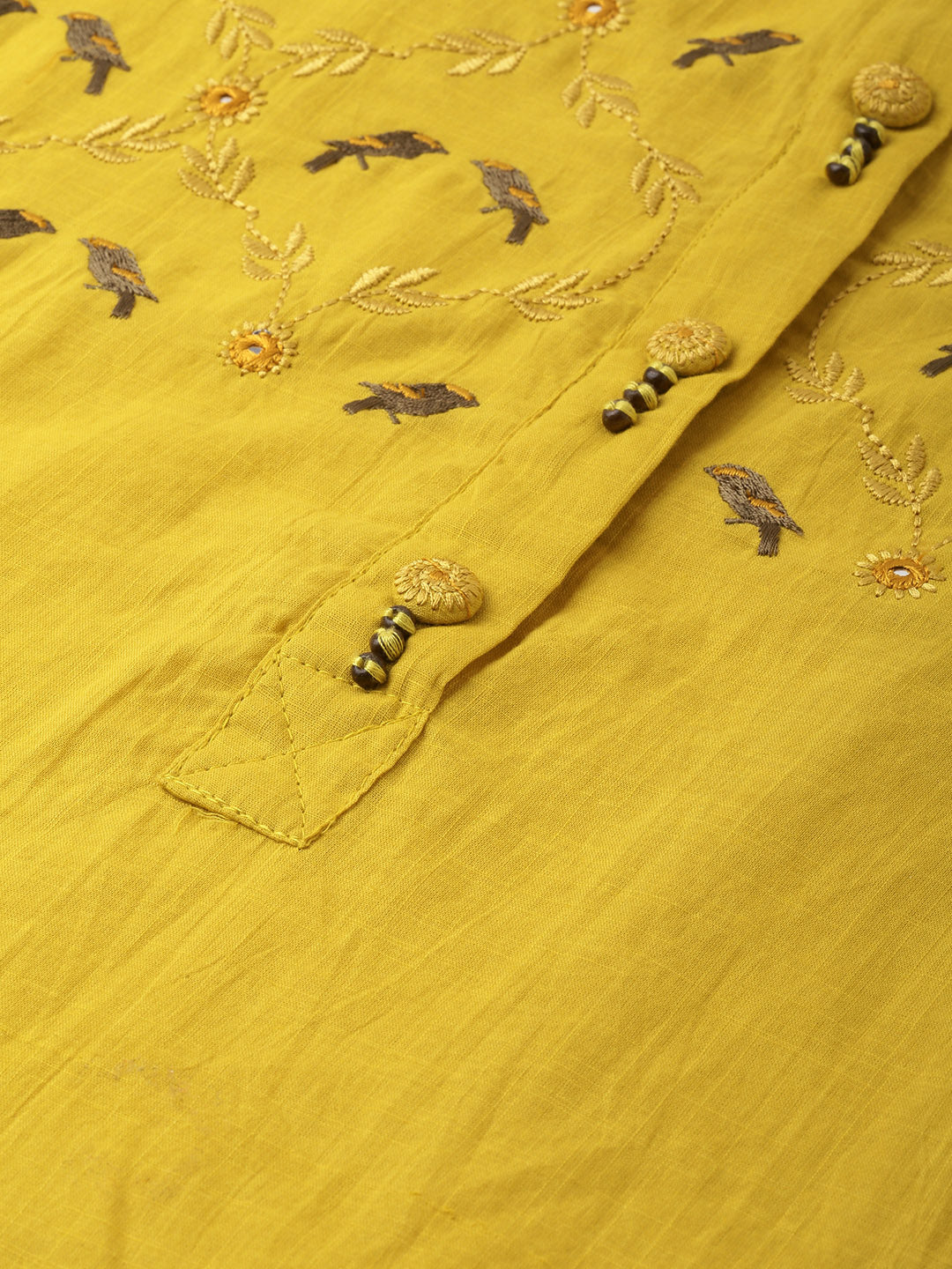 Neerus Women Yellow Embroidered Straight Kurta