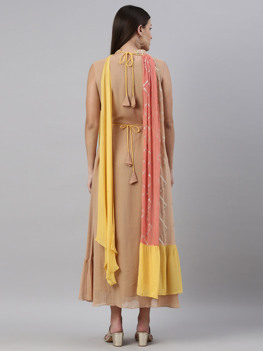 Neeru'S Beige Color Georgette Fabric Kurta