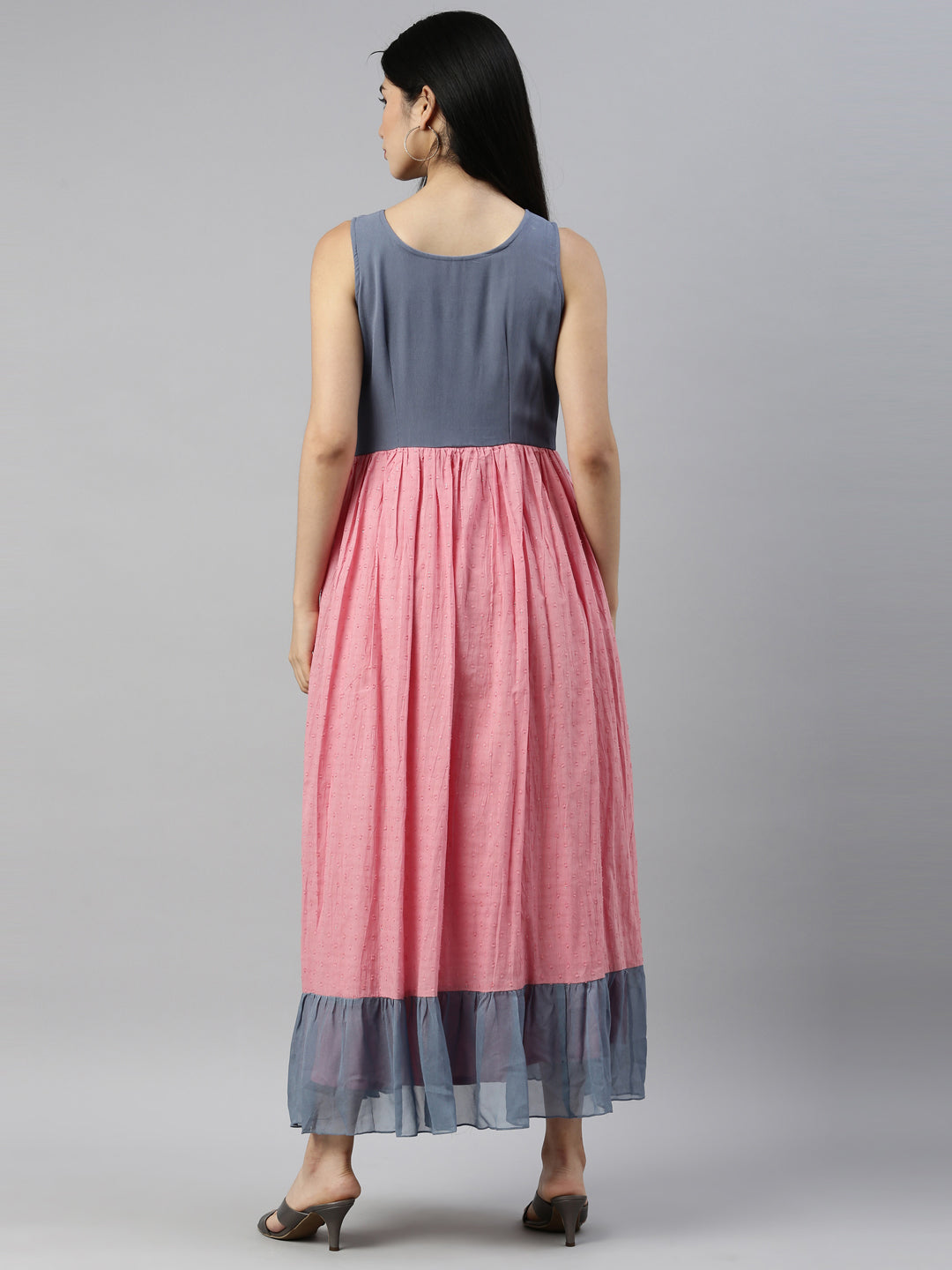 Neerus Onion Color Cotton Fabric Kurta