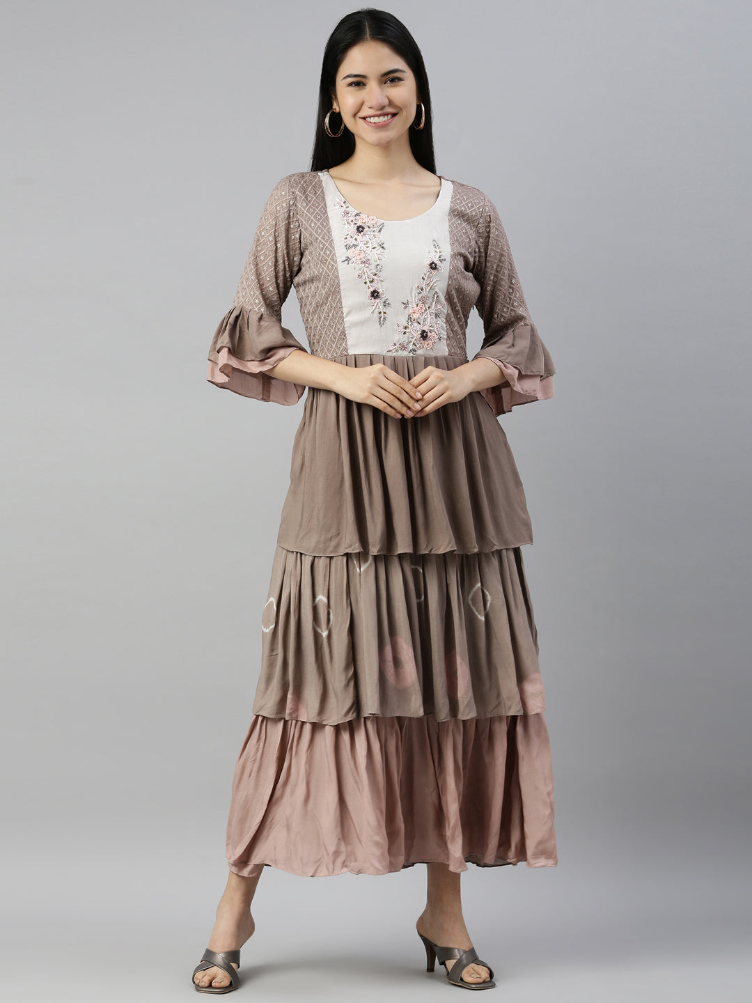 Neerus Mouse Color Muslin Fabric Kurta