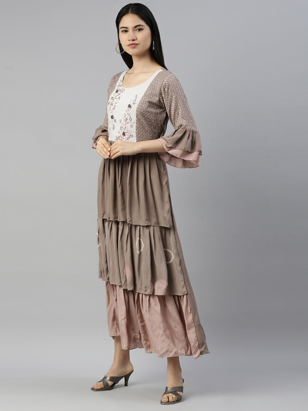 Neerus Mouse Color Muslin Fabric Kurta