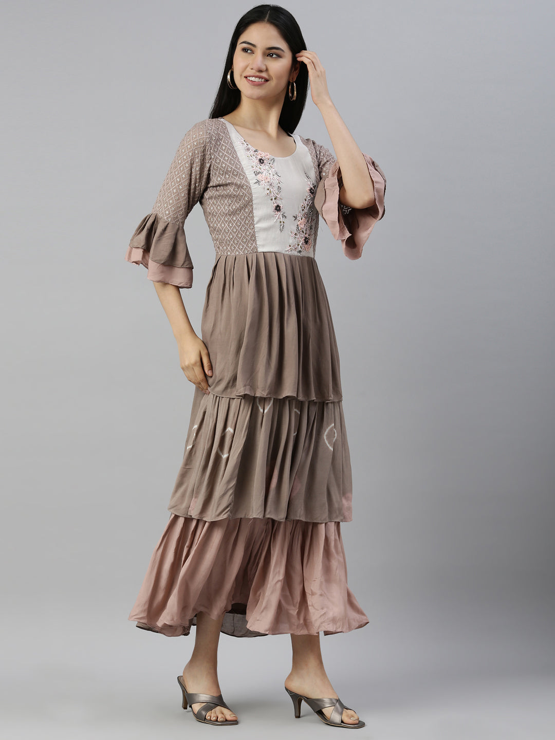 Neerus Mouse Color Muslin Fabric Kurta