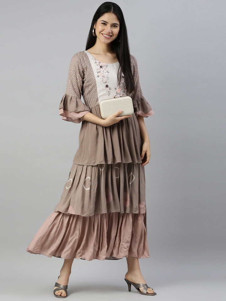 Neerus Mouse Color Muslin Fabric Kurta