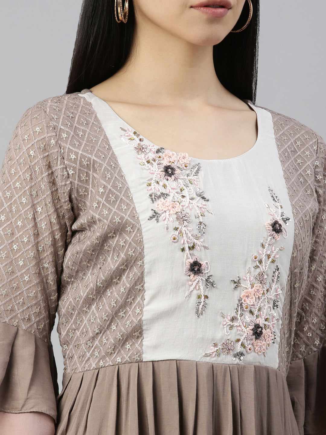 Neerus Mouse Color Muslin Fabric Kurta