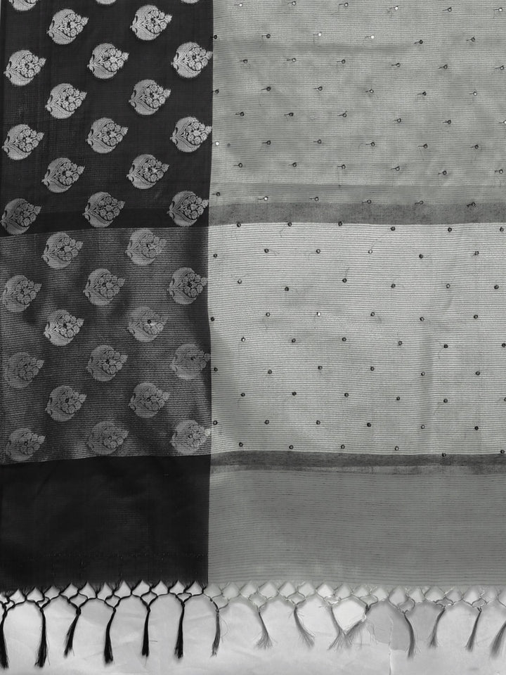 Neerus Grey Color Tissue Fabric Saree With Blouse Piece