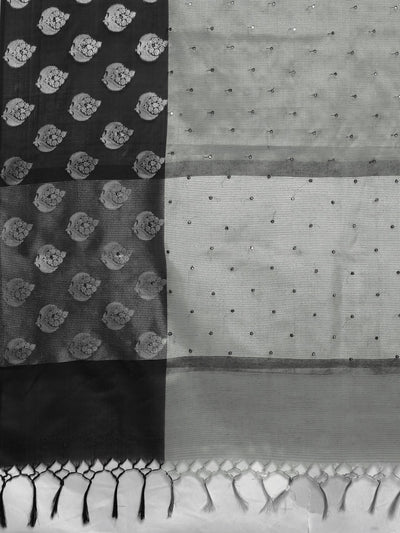 Neeru's Grey Color Tissue Fabric Saree With Blouse Piece