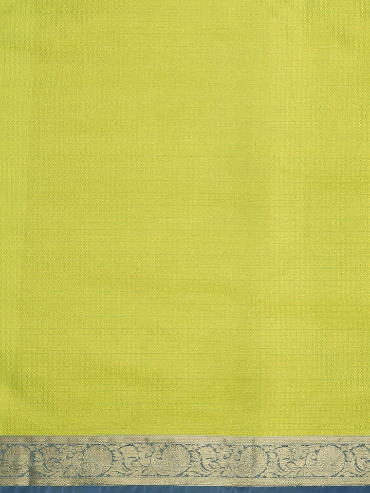 Neerus Green Color Silk Cotton Fabric Saree With Blouse Piece