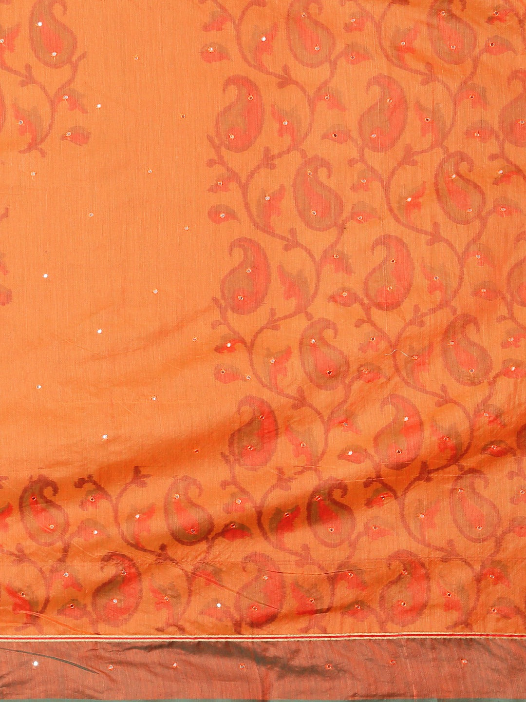 Neeru's Orange Printed Saree With Blouse