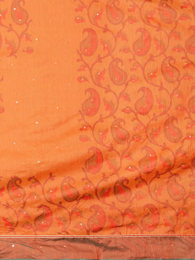Neeru's Orange Printed Saree With Blouse