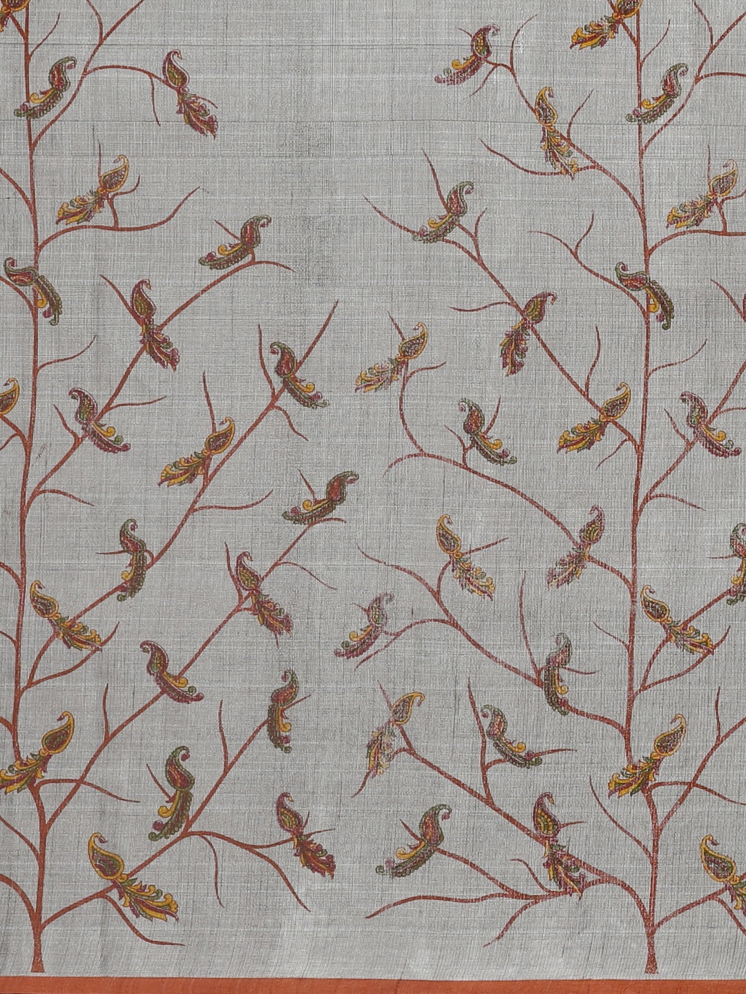 Neerus Grey Printed Saree With Blouse