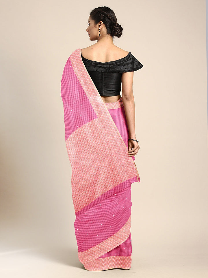 Neerus Pink Color Kora Fabric Saree