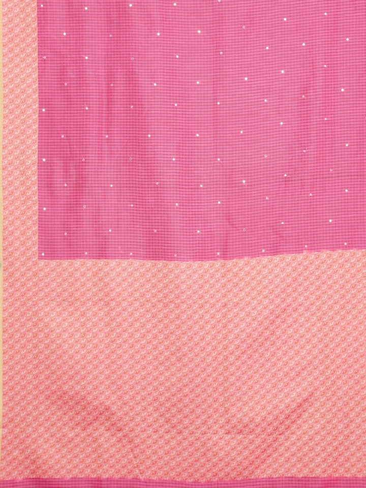 Neerus Pink Color Kora Fabric Saree