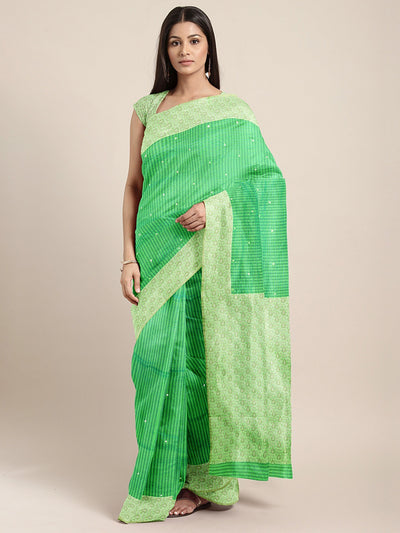 Neeru's Green Embellished Saree With Blouse