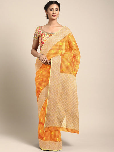 Neeru's Amber Embroidered Saree With Blouse