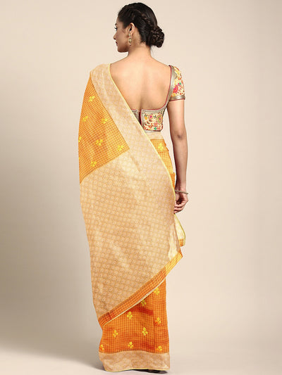 Neeru's Amber Embroidered Saree With Blouse